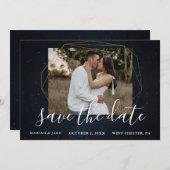 Starry Blue Night Sky Foto Save the Date Kaart (Voorkant / Achterkant)