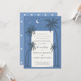 Starry blue Palm Trees boho trouwuitnodiging Kaart