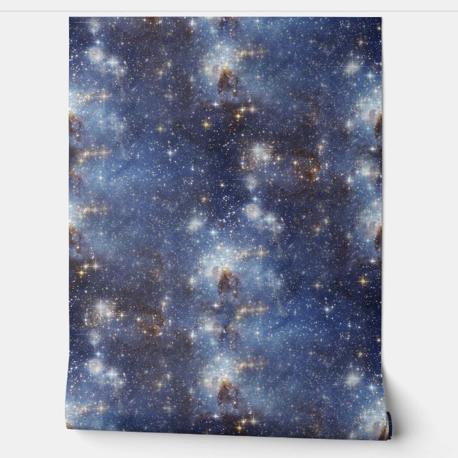 Starry Blue Space Night Sky Wallpaper Behang (Afrollen)