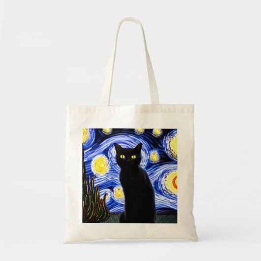 Starry Cat Night Canvas tas (Voorkant)
