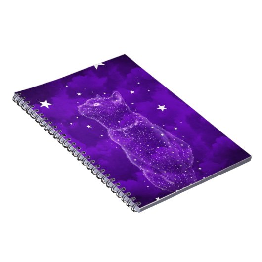 Starry Cat Notebook, Paars Notitieboek (Rechterzijde)