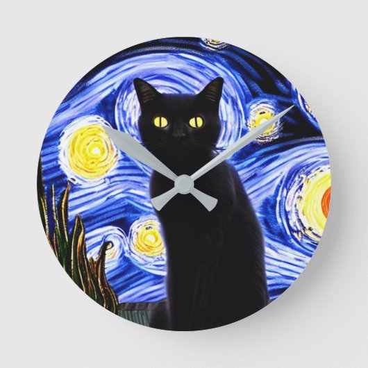 Starry Catty Night  Ronde Klok (Voorkant)