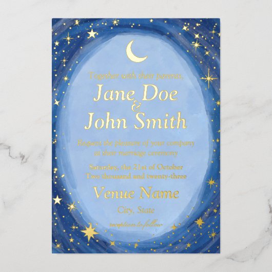 Starry céleste faire-part de mariage d'art fil (Recto)