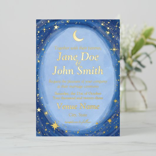 Starry céleste faire-part de mariage d'art fil (Debout devant)