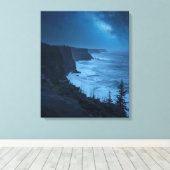 Starry Coastal Night - Serene Melkweg Ocean Uitzic Canvas Afdruk (Insitu (Houten vloer))