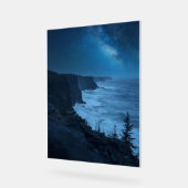 Starry Coastal Night – Serene Milky Way Ocean View Acryl Bord (Hoek)