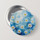 Starry Daisies on Midnight Blue Ronde Button 7,6 Cm (Voorkant /achterkant)