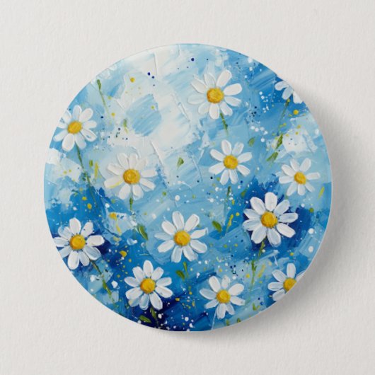 Starry Daisies on Midnight Blue Ronde Button 7,6 Cm (Voorkant)