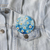 Starry Daisies on Midnight Blue Ronde Button 7,6 Cm (In situ)