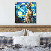Starry Devon Rex Cat Portret - Huisdier Portret Canvas Afdruk (Insitu (Slaapkamer))