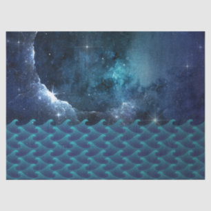 Starry en Cloudy Sky over Waves-ontkoppeling Tissuepapier