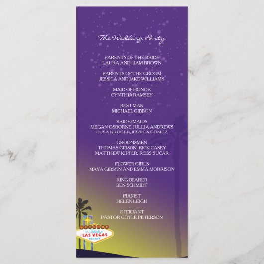 Starry Evening Las Vegas Wedding Programme (Dos)