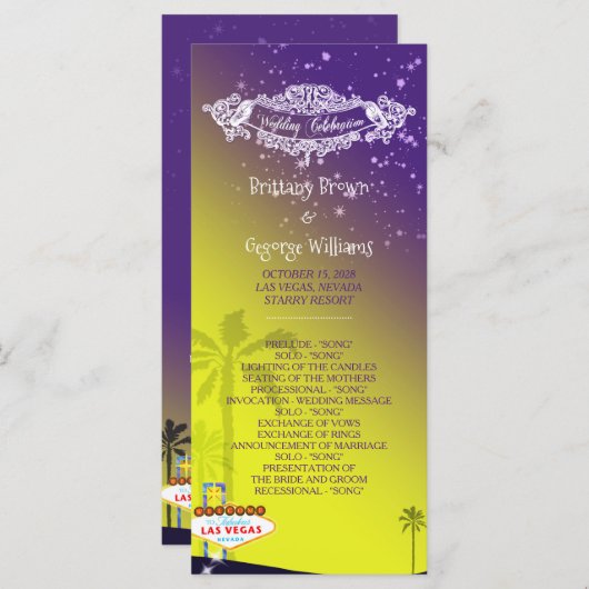 Starry Evening Las Vegas Wedding Programme (Devant / Derrière)