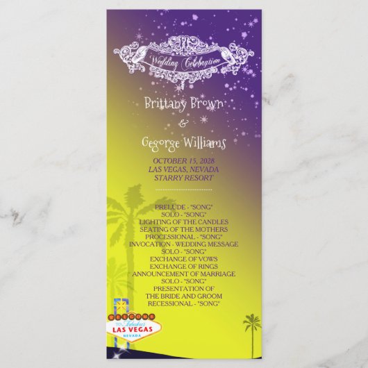 Starry Evening Las Vegas Wedding Programme (Devant)