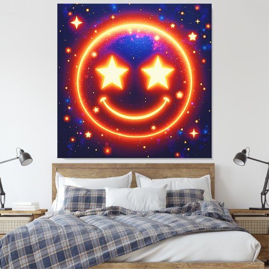 Starry-Eyed Glow Emoji Canvas Afdruk (Insitu (Slaapkamer))