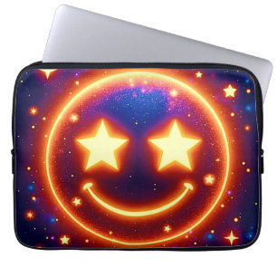 Starry-Eyed Glow Emoji Laptop Sleeve