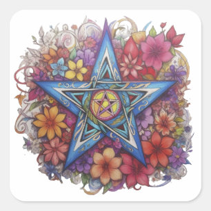 Starry Floral Radiance Vierkante Sticker