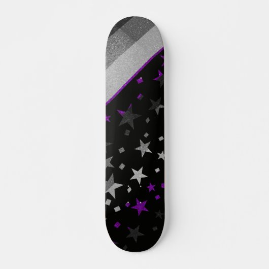 Starry Gay Pride Flag Sparkly Asexual Glitter Skateboard (Voorkant)