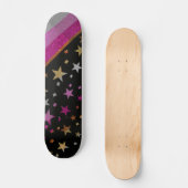 Starry Gay Pride Flag Sparkly Lesbian Glitter Skateboard (Voorkant)