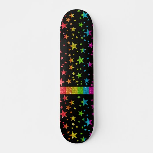 Starry Gay Pride Flag Sparkly Rainbow Glitter Skateboard (Voorkant)