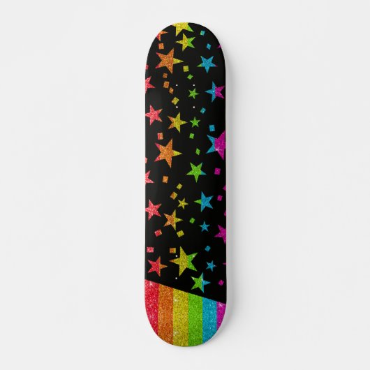 Starry Gay Pride Flag Sparkly Rainbow Glitter Skateboard (Voorkant)