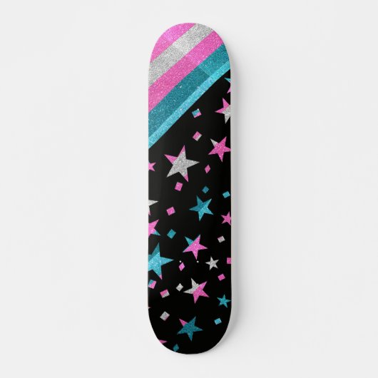 Starry Gay Pride Flag Sparkly Trans Glitter Skateboard (Voorkant)