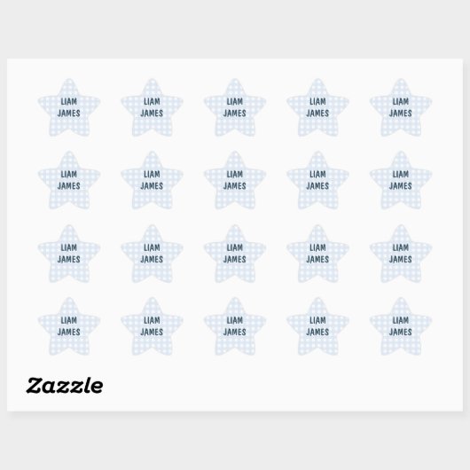 Starry Gingham Baby Boy Envelope Sticker (Feuille)