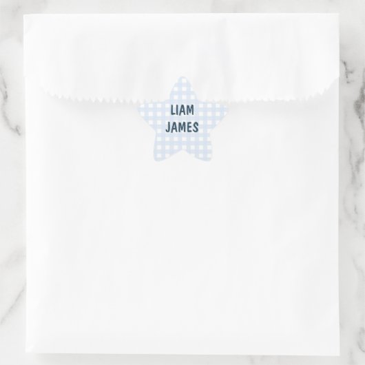 Starry Gingham Baby Boy Envelope Sticker (Sac)
