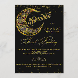 Starry Glitz 60th Birthday Party Invitation Kaart