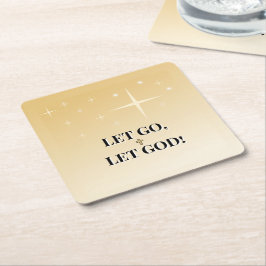 Starry Golden Cross Let Go Let God Vierkante Kartonnen Onderzetter