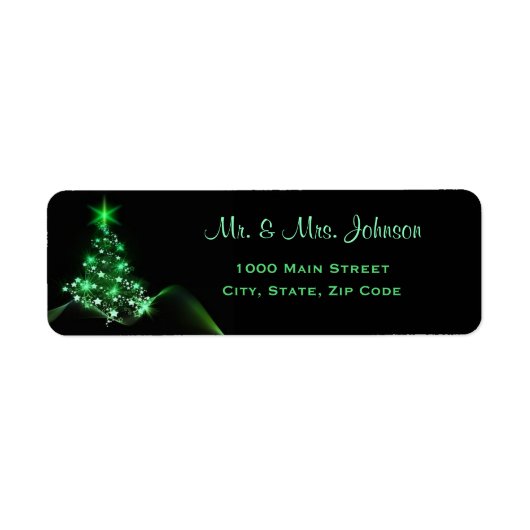 Starry Green Kerstmis Tree Return Address Label (Voorkant)