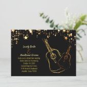 Starry Guitares Gold Black Music Faire-part de mar (Debout devant)