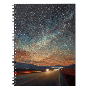 Starry Highway Kleurrijke Night Sky Notitieboek