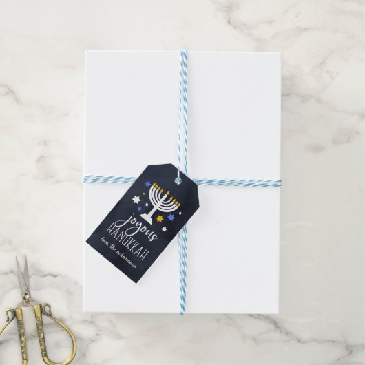 Starry lampjes | Hanukkah Cadeaulabel (Met Touw)