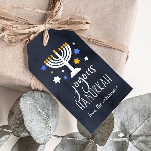 Starry lampjes | Hanukkah Cadeaulabel