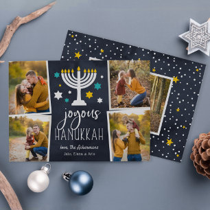 Starry lampjes   Hanukkah Photo Collage Kaart