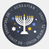 Starry lampjes | Sticker Terugkeeradres Hanukkah (Voorkant)