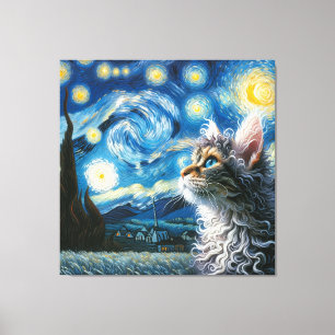 Starry Laperm Kat Portret - Huisdier Portret Canvas Afdruk