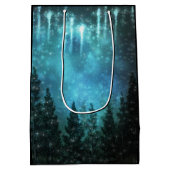 Starry Lights Rustic Pine Trees Country Wedding Medium Cadeauzakje (Achterkant)