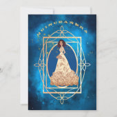 Starry Midnight Blue Quinceañera Invitation (Devant)