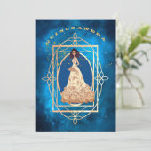 Starry Midnight Blue Quinceañera Invitation (Debout devant)