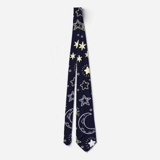 Starry Moon Pattern Stropdas (Achterkant)