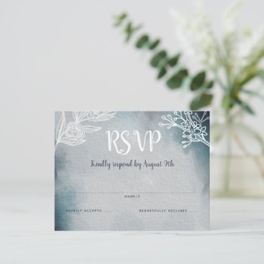 Starry Moonlit Night Monogram Weddenschap RSVP (Staand voorkant)