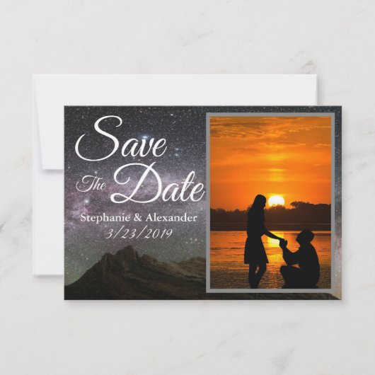 Starry Mountain Sky Save the Date Wedding (Voorkant)