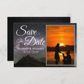 Starry Mountain Sky Save the Date Wedding (Voorkant / Achterkant)
