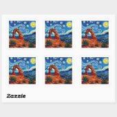 Starry Night Arches National Park Vierkante Sticker (Vel)