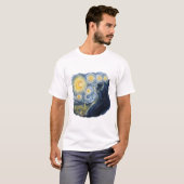 Starry Night Cat Artistic Van Gogh Style Art T-shirt (Voorkant volledig)