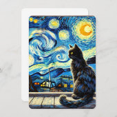 Starry Night Cat - Invitation Whimsical (Devant / Derrière)