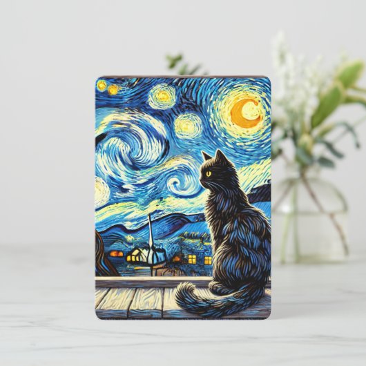 Starry Night Cat - Invitation Whimsical (Debout devant)