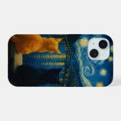 Starry Night Cats coque iphone Peeking Black Kitty (Verso Horizontal)